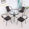 3/5 Piece Round Coffee Table & Rattan Chairs Metal Bistro Balcony Garden Outdoor