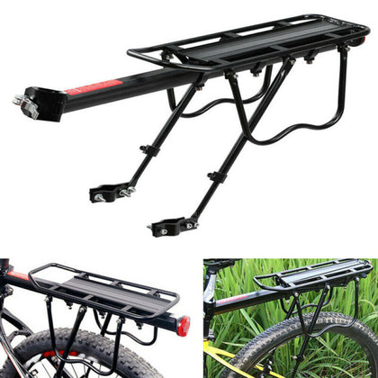 Max Alloy Rear Bicycle Pannier Rack Carrier Bag Luggage Cycle Mountain Bike 50kg