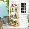 4-Tier Bamboo Ladder Shelf Bookcase Storage Organizer Plant Flower Stand Natural