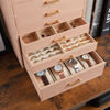 10 Layers Jewellery Boxes Storage Case Drawer Cabinet Necklace Organizer Pink