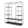 Mondeer Canvas Wardrobe Storage Organiser Fabric with Rail & Shelves Grey/Black