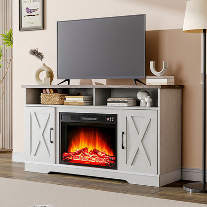 Fireplace TV Stand for TVs up to 73 Inches With Electric Heater Insert LED Flame