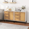 Rattan Buffet Cabinet Storage Sideboard Bar Accent Cabinet 1 Door and 3 Drawers