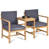 3 in 1 Wooden Companion Set Garden Bench Table & Chair Patio Love Seat W/Cushion