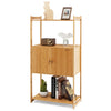 2 Tier Bamboo Bathroom Storage Cabinet Freestanding Cupboard Display Rack 2-Door