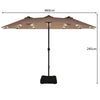 4.6M Solar 36 LED Patio Double-Sided Umbrella Outdoor Extra Large Crank Parasol