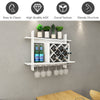 Wall-Mounted Wine Rack Wooden Wine Bottle Holder for 6 Bottles & 6 Wine Glasses