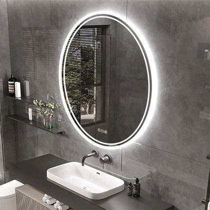 600mm Round Bathroom Mirror Smart LED Backlit Antifog Shower Room Mirror Memory