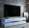 177CM Large TV Unit Stand Cabinet High Gloss Drawers Matt Body LED Lights UK