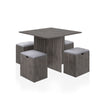 5PC Wooden Dining Table with 4 Storage Stools Compact Space Saver Furniture Grey