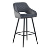 Pair of Grey Bar Stools Velvet Bar Chairs with Soft Cushion Modern Metal Legs
