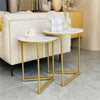 Elegant Minimalist Marble Nest of Table End Bedside Table with Sturdy Gold Frame