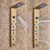 Gold LED Shower Panel Column Tower Massagers Body Jets Bathroom Mixer Taps Wall