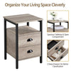 Nightstand Side Table with2 Drawers, Rustic Wooden End Table for Living Room
