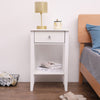 Wooden Bedside Table Cabinet Side w/Drawer&Shelf Nightstand Storage Bedroom