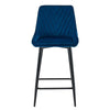 2x Velvet Blue Bar Stool Kitchen Counter Breakfast Chair Pub Restaurant Cafe