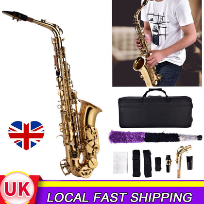 10.7Eb E-flat Alto Saxophone with Storage Case Mouthpiece Accessories Gold NEW