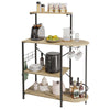 Retro Kitchen Bakers Rack w/ Storage Shelves and Cupboard Holder Microwave Stand
