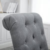 2x Grey Button Tufted High Back Dining Chairs Fabric Upholstered Room Kitchen