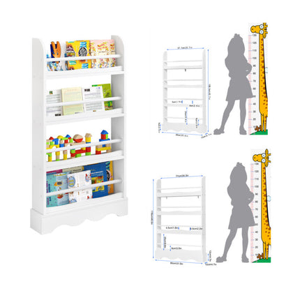4 Tier Children Bookcase Kids Bookshelf Rack Organizer Display Storage Play Room