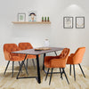 150cm Wooden Dining Table and 4 Velvet Chairs Set Padded Seat Home Kitchen Grey