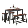 4PCS Dining Table & Chair Set Kitchen Furniture W/ Counter Table Bench & Stools
