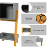 Side End Table Wooden Compact Storage Bookcase with Open Drawer and Bottom Shelf