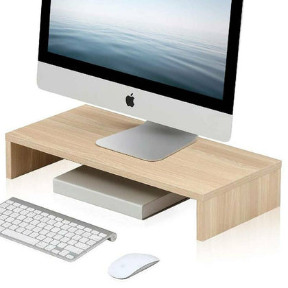 Laptop Monitor Stand Computer Screen Riser Home Office TV PC Shelf Plinth Wooden