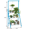 Garden 3-Tier Wood Flower Plant Pot Shelf Ladder Rack Display Folding Stand Blue