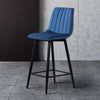 2x Bar Stools Blue Velvet Padded 65 cm/ 75 cm seat Breakfast bar stool Kitchen