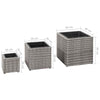 3 Pcs Garden Rattan Planter Pot Set Outdoor Flower Plant Boxes Pots Square