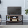 Brown Wooden TV Cabinet Metal Leg with Compartment Shelf Unit Industrial Style