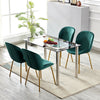 Dining Rectangle Table and 4 Velvet Fabric Chairs Set Kitchen Dinning Room UK