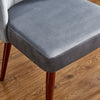 Set of 2 Velvet Dining Chairs Side Chairs Padded Seat Metal Legs Grey Kitchen BN
