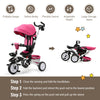 6 in 1 Foldable Baby Tricycle Kids First Bike Stroller Adjustable Remove Awning