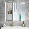 White Bathroom Cabinet 6-Tier Shelf Inside Mirrored Wall Mounted Cupboard 3 Door