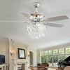 52" Ceiling Fan Light Crystal Chandelier Lamp 5 Blades With Remote Control