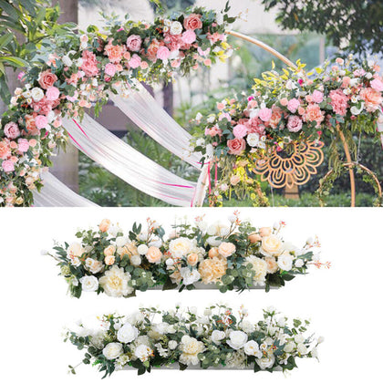 Artificial Flower Row Arrangement DIY Wedding Arch Top Table Backdrop Deco 100CM