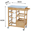 Wooden Metal Kitchen Serving Trolley Storage Cupboard Drawers Drink Rack Cart
