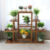 9-Tier Large Carbonized Wood Plant Stand Flower Pot Holerd Thicken Slats Shelf