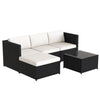 L-shaped Corner Sofa Glass Table Stool Rattan Garden Furniture Patio Lounge Set