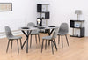 ATHENS DINING SET & 4 FAUX LEATHER DINING TABLE CHAIRS CONCRETE EFFECT TOP
