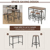 Industrial 5 Pieces Bar Table and 4 Stools Set Dining Table Chair Set Kitchen