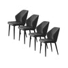 2/4/6pcs Dining Chairs Set Faux Leather Seat Back Metal Legs Kitchen Chair