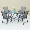 Outdoor Garden Black Fabric Folding Dining Chairs Set Patio Furniture 4/6 Seater
