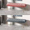 Long Seat Bench Dining Chairs Soft Velvet Padded Golden Steel Legs Lounge Stool
