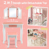 2 in 1 Kids Vanity Table and Chair Set Makeup Dressing Table W/ Mirror & Drawer