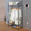 Classic Black Clothes Rail Metal Garment Rack Coat Stand with Top Storage Shelf