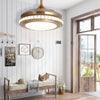 Retractable LED Ceiling Fan with Lights Crystal Chandelier Dimmable Lamp Remote