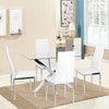 Dining Table and 2/4/6 Chairs Set Tempered Glass PVC Leather Rectangle White NEW